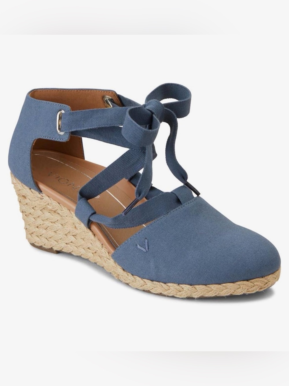 Espadrille Wedge Kaitlyn Lace-Up Sandal in Denim Blue